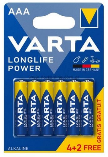 Varta 4903121436 Longlife Power AAA (LR03) alkáli mikro ceruza elem 6db/bliszter