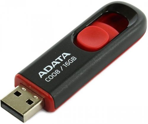 ADATA C008 16GB USB 2.0 pendrive, fekete-piros (AC008-16G-RKD)