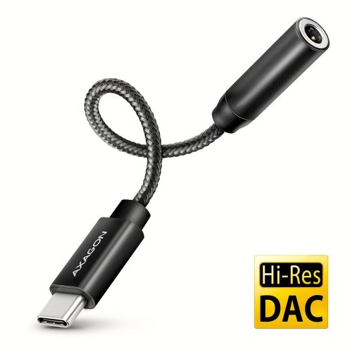 Axagon ADA-HC Hi-Res audio adapter, DAC, USB-C, 3,5mm jack, 384kHz/32bit, fekete