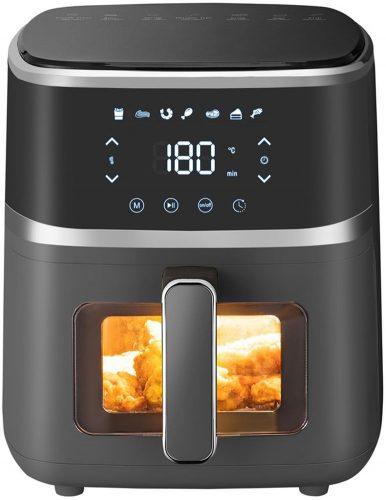 Too AF-150B-1350 W Air Fryer forrólevegős sütő, ablakos, 5liter, 1350Watt, 80-200 °C, 7 program, fekete