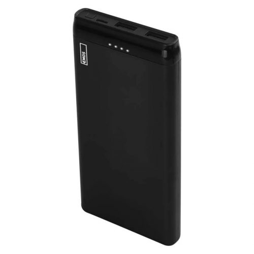 EMOS B0526B ALPHAQ 10S Powerbank, külső akkumulátor, 10000 mAh, 10,5 W, 2db USB-A, 1db USB-C, fekete