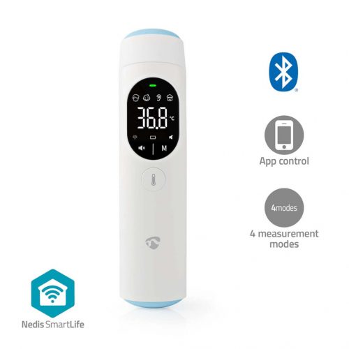 Nedis BTHTIR10WT SmartLife infravörös hőmérő, Bluetooth, LED kijelző, láz figyelmeztetés, fehér