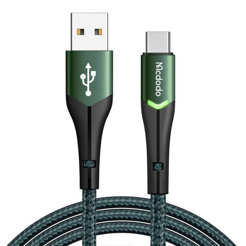 Mcdodo CA-7961 LED-es USB - USB-C adatkábel, 1 méter, zöld