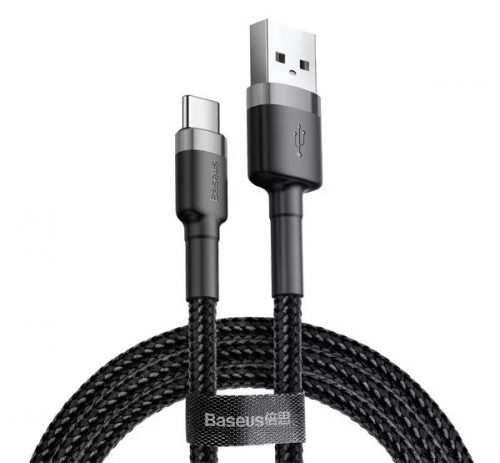 Baseus CATKLF-BG1 Cafule USB - USB-C kábel, 3A, 1 méter, szürke-fekete