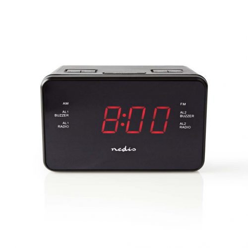 Nedis CLAR002BK ébresztőórás rádió, FM/AM, 0.9" LED kijelző, programozható, fekete