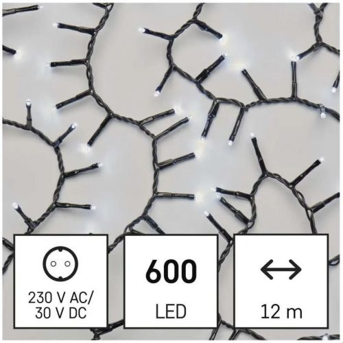 EMOS D4BC03 karácsonyi fényfüzér - süni, 12m, 600LED, hideg fehér, időzítő, IP44