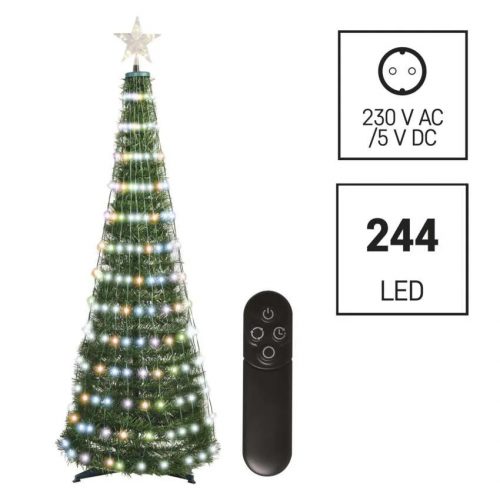 Emos D5AA02 műfenyő beépített LED fényfüzérrel, 150 cm magas, RGB,16mód, IP44