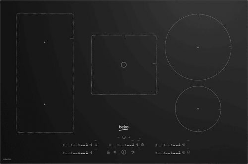 Beko HII85770UFT indukciós főzőlap, 80cm, 5+1zóna, 9fokozat,7.4kW, fekete
