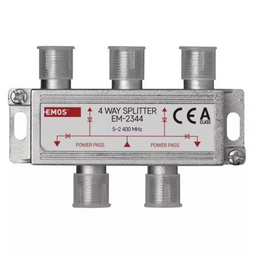 Emos J0104 antenna jel elosztó, F csatlakozós, négy kimenet EU2344