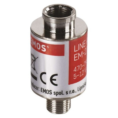 Emos J5709 DVB-T/T2 antenna előerősítő, 20dB, árnyékolt, 470–790 MHz, IP45