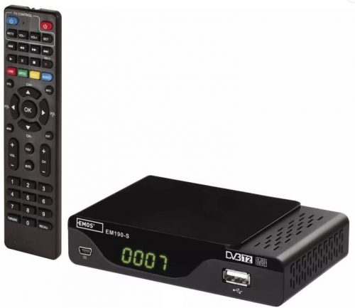 Emos EM190-S (J6014) DVB-T/T2 vevő, Full HD, HDMI, USB, Scart csatlakozó