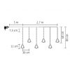 Somogyi KAF110WW fényfüggöny, kül- és beltéri kivitel, 2,7 méter, 110 db melegfehér microLED, Mikulás és hóember figurák