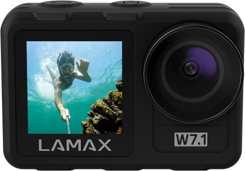 LAMAX W7.1 akciókamera, 4K/30fps, 16MP, 2" és 1.4" kijelző, vízálló tok, Wi-Fi, fekete