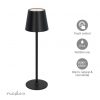 Nedis LTOUT05BK kültéri LED asztali lámpa, akkumulátoros, 1.8Watt, 150lumen, USB-C, IP44, meleg és hideg fehér, fekete