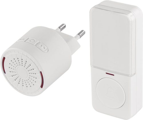 EMOS P5734 Vezeték nélküli csengő, 150 méter hatótáv, 10 dallam, 85dB, 433Mhz, IP44, fehér