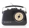 Nedis RDFM5000BK asztali retro FM/AM rádió, 4.5Watt, AUX bemenet, hálózati/ elemes (6xbaby), fekete