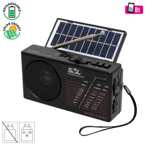 Somogyi RPH 1 napelemes rádió és multimédia lejátszó, FM/AM/SW, Bluetooth, USB/microSD