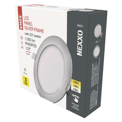 Emos ZD1233 NEXXO LED süllyesztett lámpatest, kerek, 17cm, 12.5/70W, 1050 lm, IP20, meleg/semleges fehér, ezüst