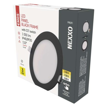 Emos ZD1333 NEXXO LED süllyesztett lámpatest, kerek, 17cm, 12.5/70W, 1050 lm, IP20, meleg/semleges fehér, fekete