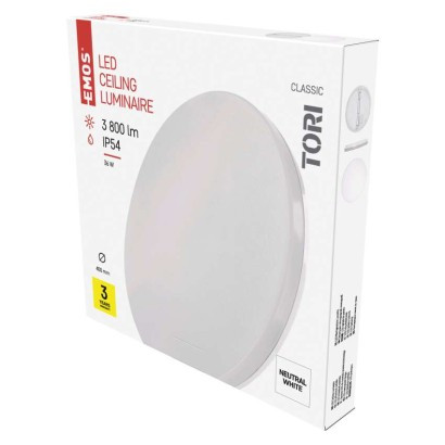 Emos ZM4325 TORI LED mennyezeti lámpa, 40x5cm, 36/215W, 3800lm, IP54, természetes fehér