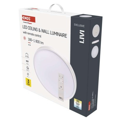 Emos ZM5162 LIVI LED mennyezeti lámpa, szabályozható, dimmerelhető, 40x8cm, 30W, 180-1800lm, meleg- hideg fehér