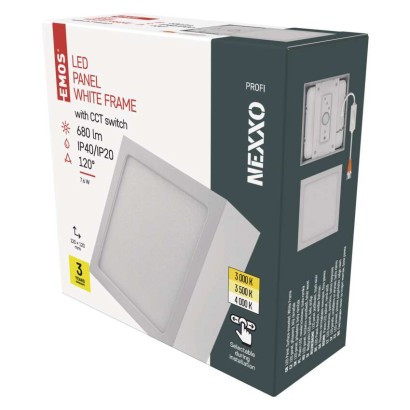 Emos ZM6123 NEXXO LED mennyezeti lámpa, négyzet, 12x4cm, 7.6/50W, 680lm, IP40, meleg/semleges fehér