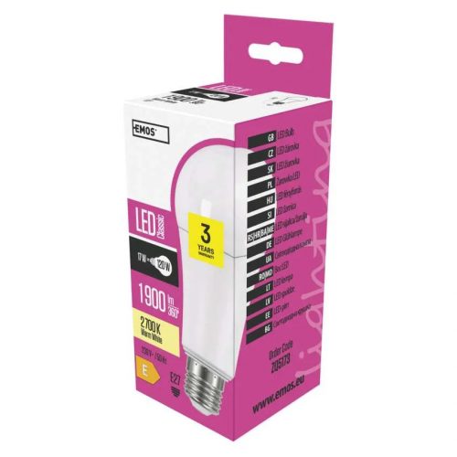 Emos ZQ5173 LED izzó Classic, E27, A67, 17W/120W, 1900 lumen, meleg fehér