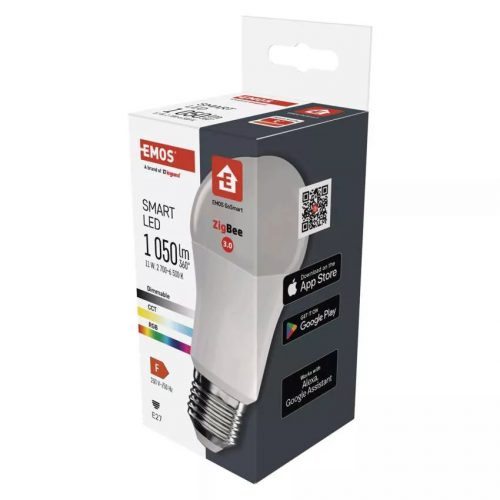 Emos ZQZ515R GoSmart LED izzó, E27, A60, 11W, 1050lumen,RGB, dimmerelhető, Zigbee