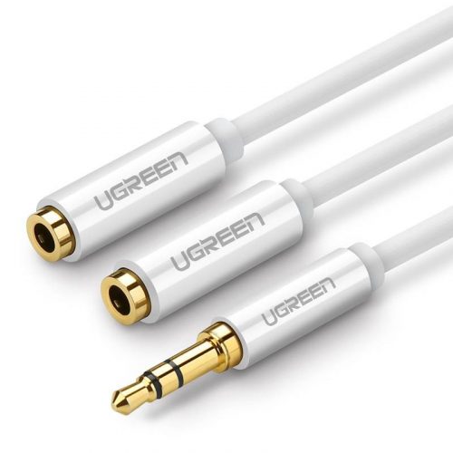 UGREEN 10739 AV123 Audió elosztó, AUX jack kábel 3,5 mm, 20 cm, fehér